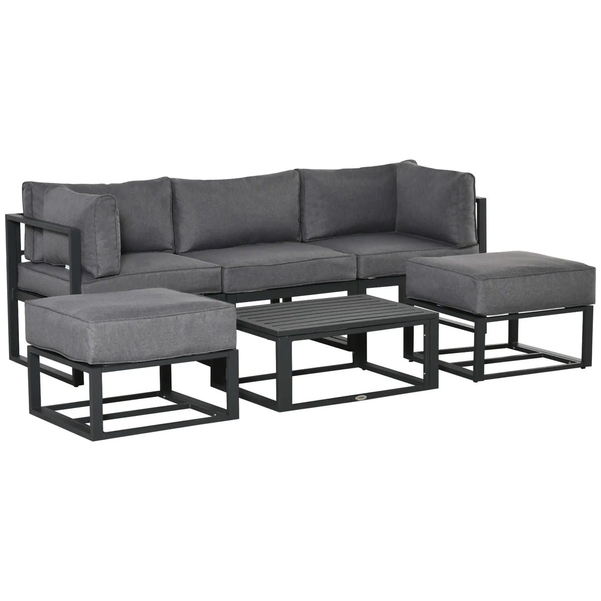 6 Piece Patio Furniture Set, Sectional Outdoor Daybed, Aluminum Frame, Grey