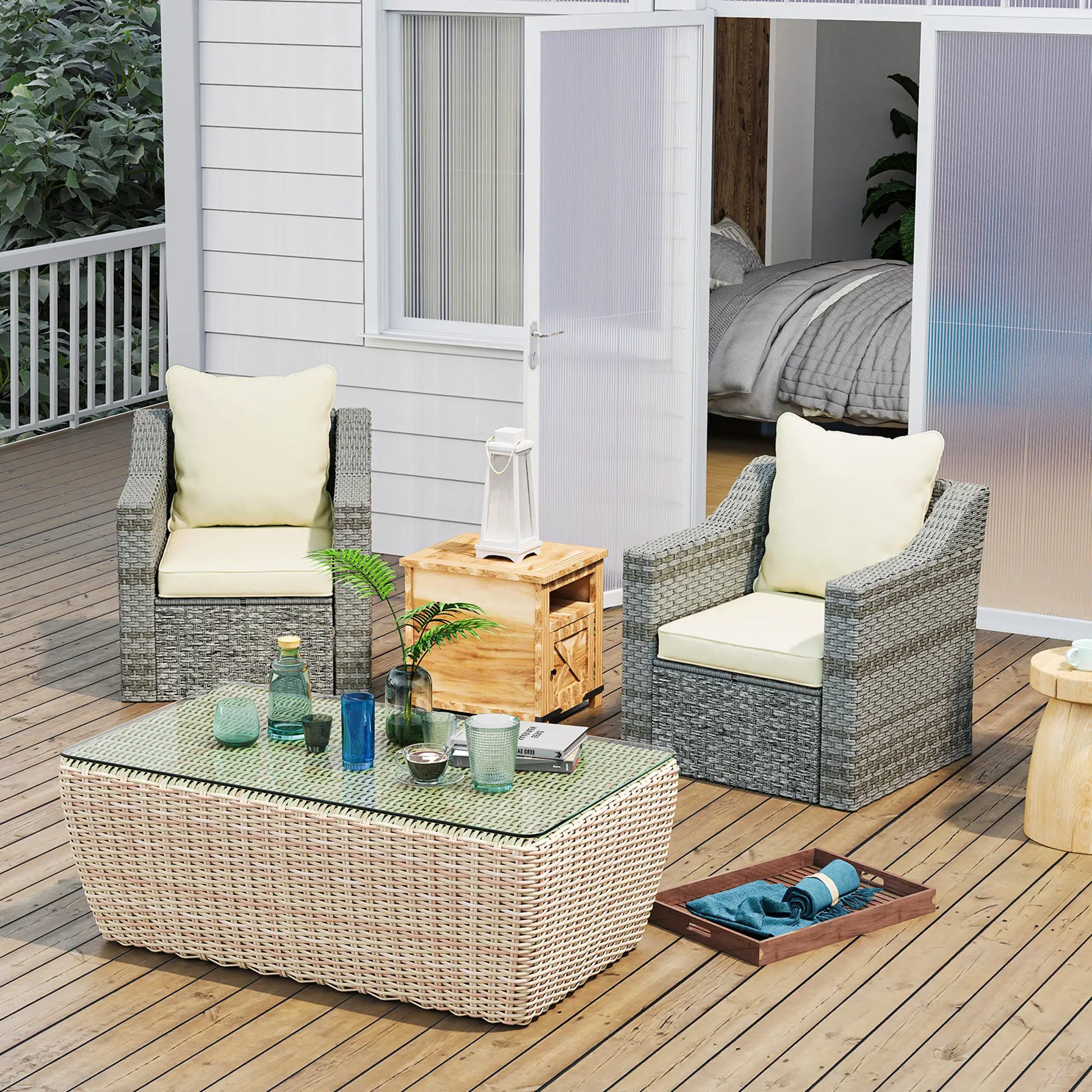 Seat Cushion Back Pillows, Set of 2, Indoor Outdoor, White Cream Patio Chair Cushions at Gallery Canada