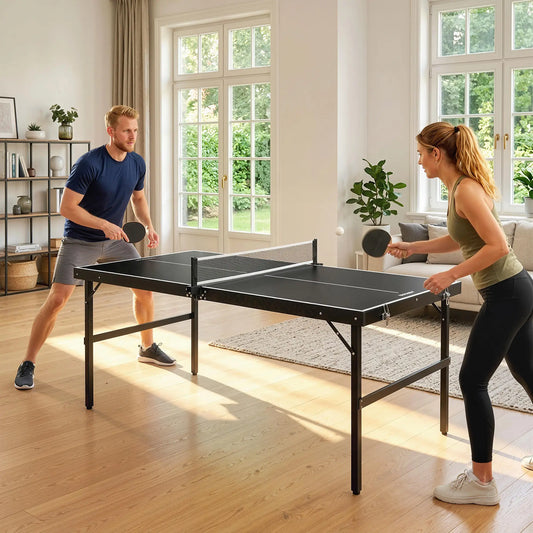 Mini Folding Table Tennis Table, Aluminium Frame, Portable, Black Game Tables Black at Gallery Canada