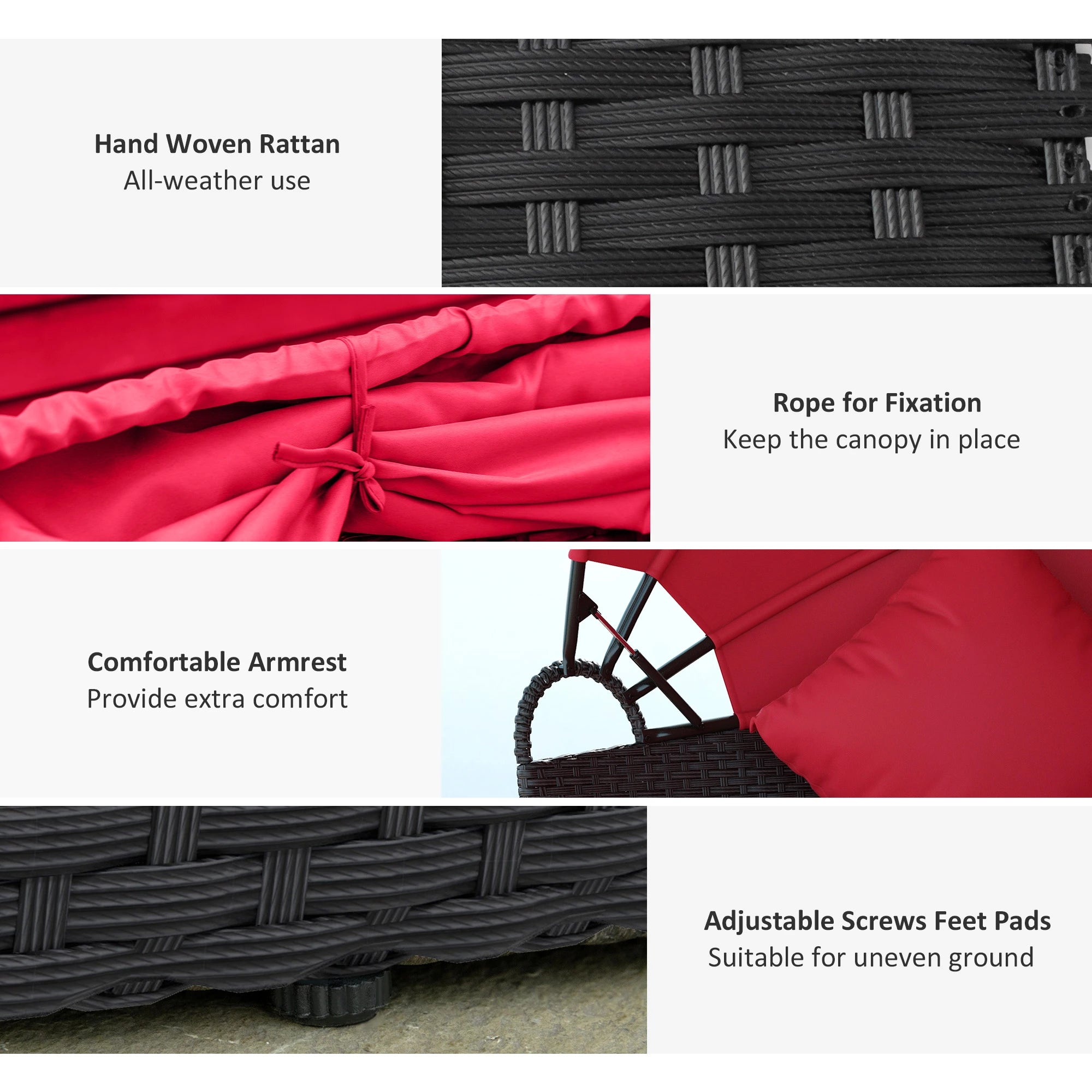 4-Piece Round Sofa Bed, Outdoor Daybed with Canopy, PE Rattan Wicker Lounge Chair Daybeds at Gallery Canada