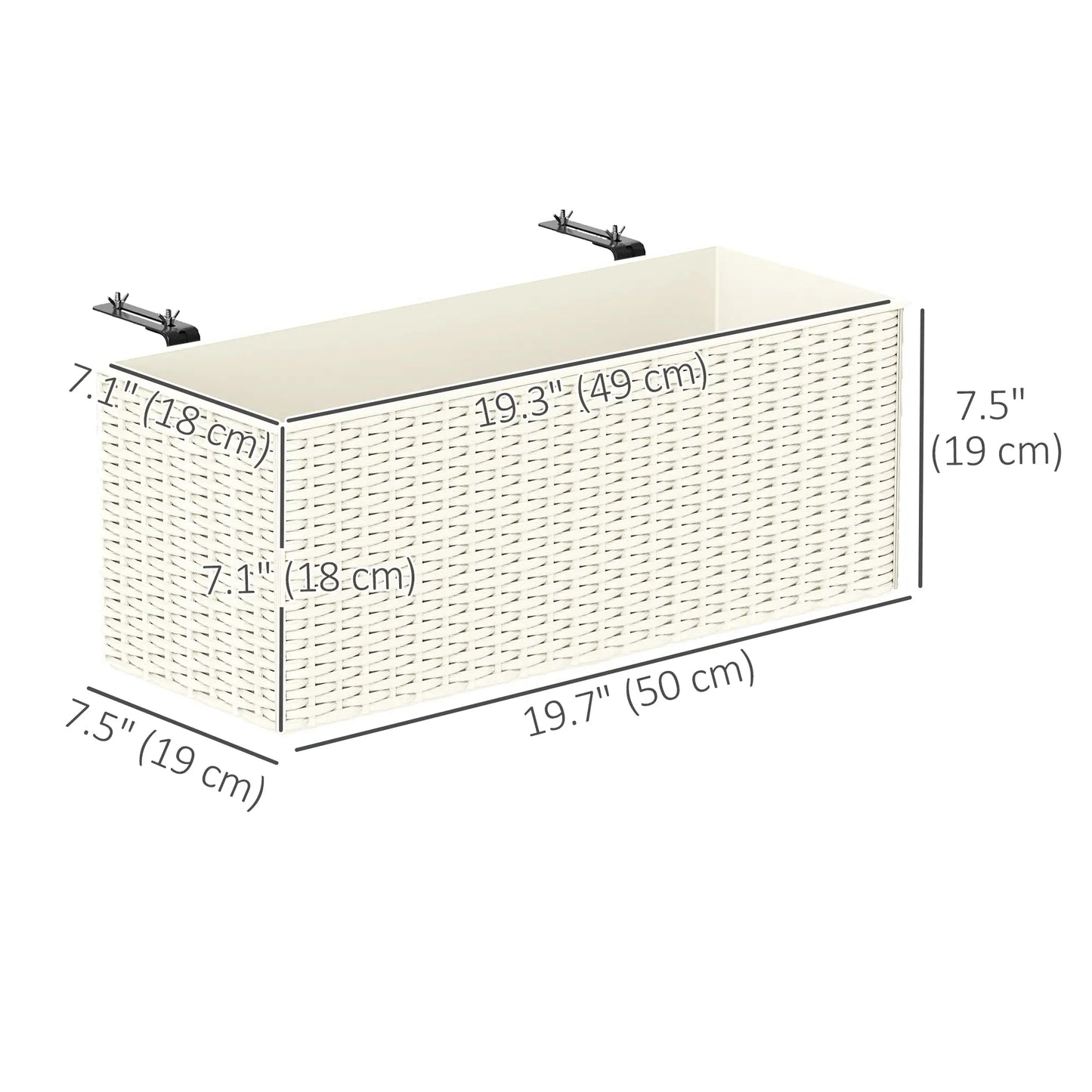 2 Pack 20 Inch Hanging Flower Pots, Railing Planter Box, White Planter Set at Gallery Canada