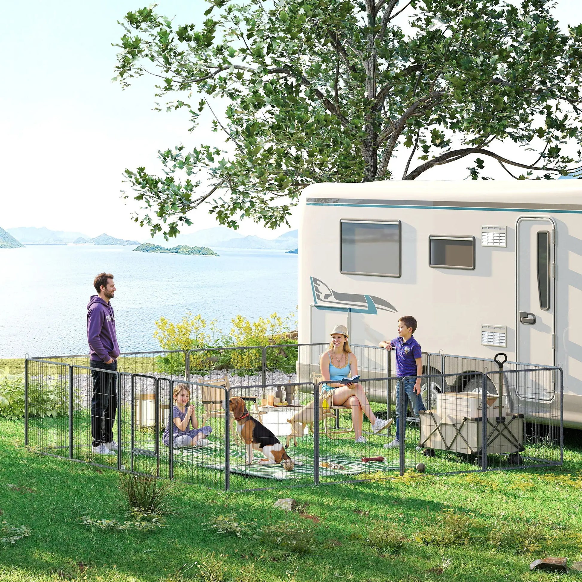 Heavy Duty Pet Playpen, 16 Panels Steel Dog Fence, 31.5" Height Houses, Kennels & Pens at Gallery Canada