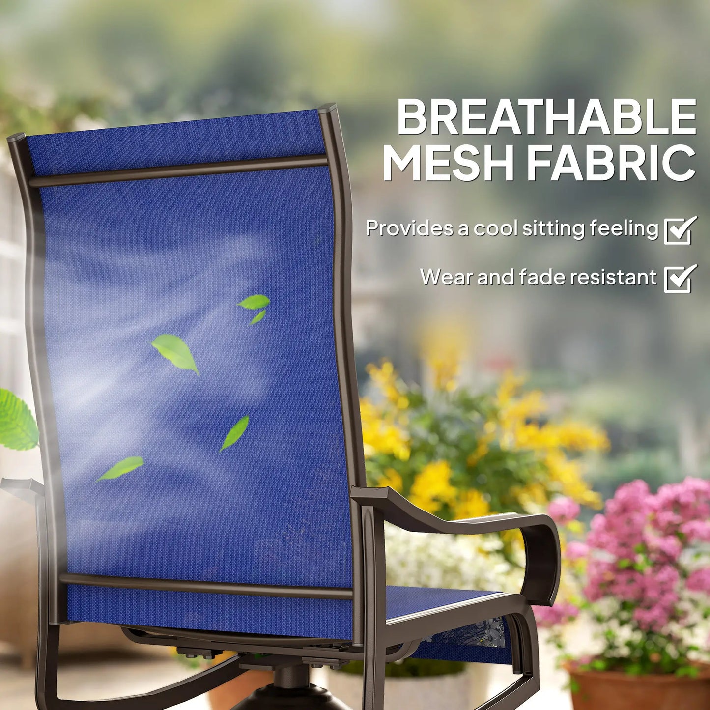 Swivel Rocking Outdoor Chairs, Set of 2, Breathable Mesh, Navy Blue Bistro Sets at Gallery Canada