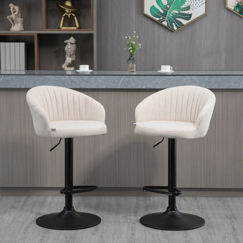 Swivel Counter Height Barstools Set of 2, Adjustable Height, Beige