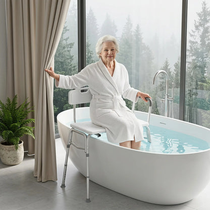 Tub Transfer Bench with Arm, Back, Shower Chair, White Bath Chairs at Gallery Canada