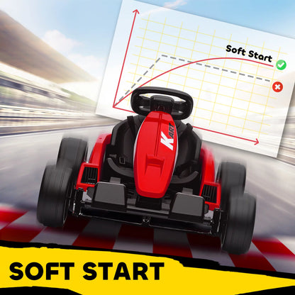 24V Electric Go Kart, Dual 150W Motors, Adjustable Seat, 11.2MPH, Red Electric Ride-On Toys at Gallery Canada