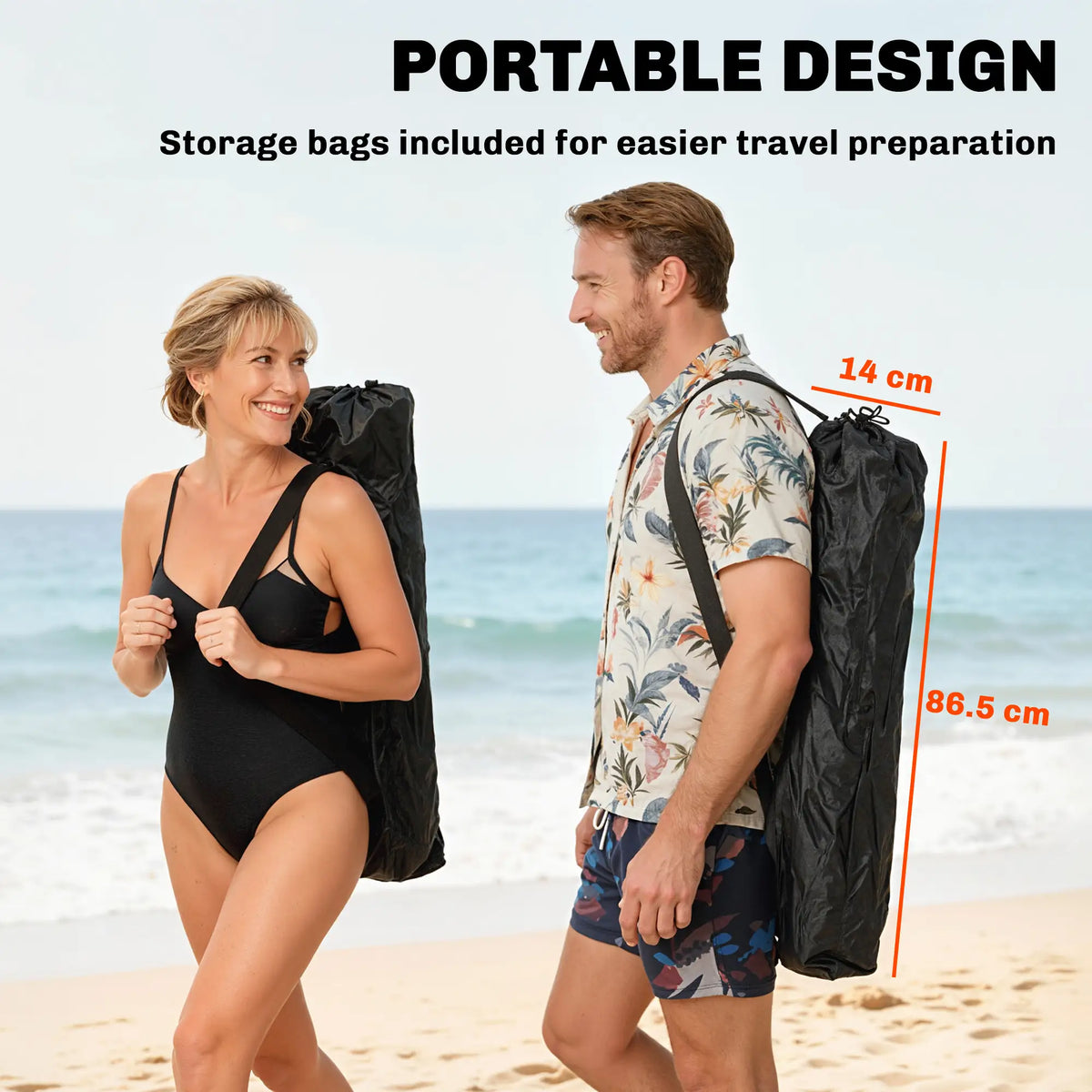 Reclining Camping Chair Set With Foot Rest, Headrest, Cup Holder, Storage Bag, Orange