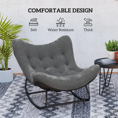 Oversized Patio Egg Rocking Chair, Padded Cushion, Rattan Wicker, Dark Grey Outdoor Rocking Chairs at Gallery Canada