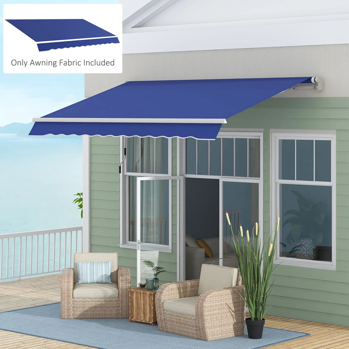 11' x 10' Outdoor Sunshade Canopy, UV Protection, Navy Blue Awning Fabric Replacement at Gallery Canada