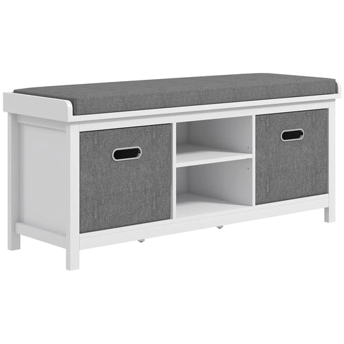 Shoe Storage Bench with Seat, 2 Drawers, Adjustable Shelf, White
