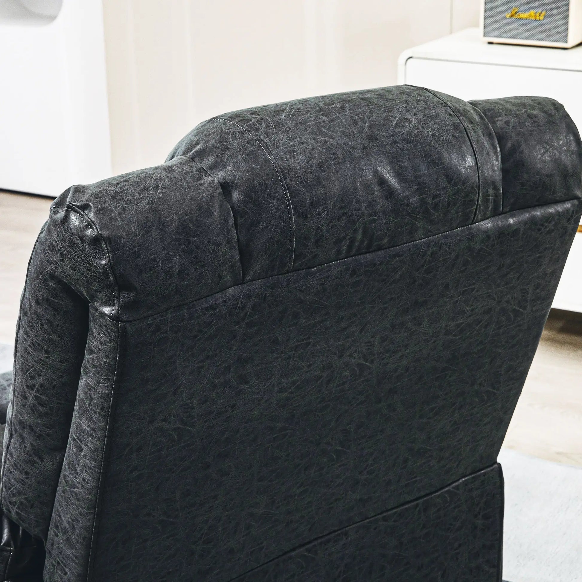 PU Leather Recliner Chair, Manual, Living Room, Footrest, Side Pockets, Steel Frame, Black Single Sofas at Gallery Canada