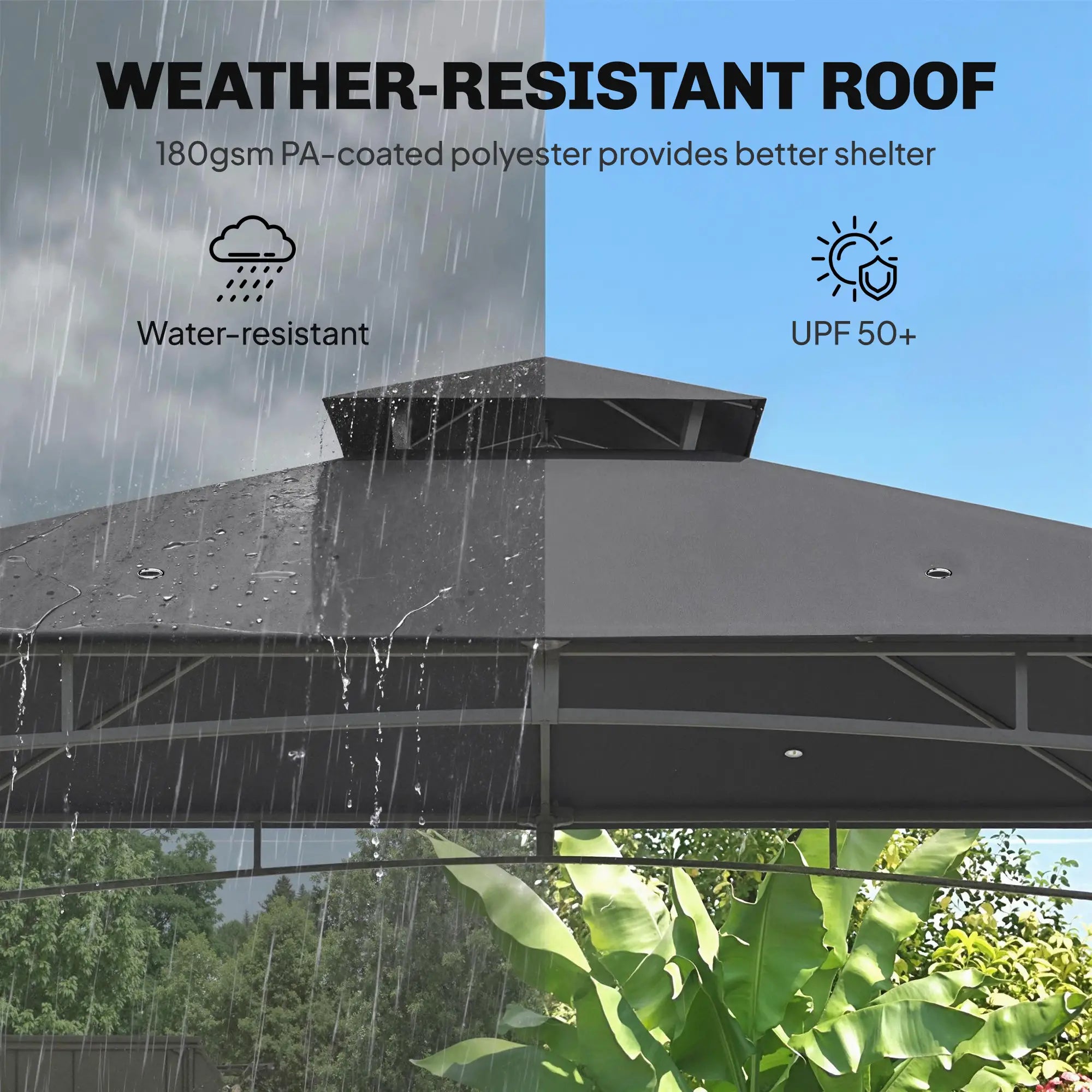 10' x 10' Gazebo, Metal Frame, 2-Tier Roof, Dark Grey Gazebos at Gallery Canada