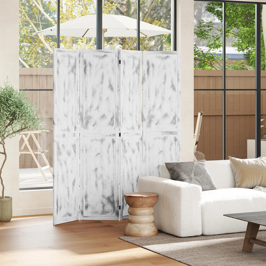 Foldable Screen Divider, 5.5' Rustic, Indoor Bedroom Office, White Room Dividers White at Gallery Canada