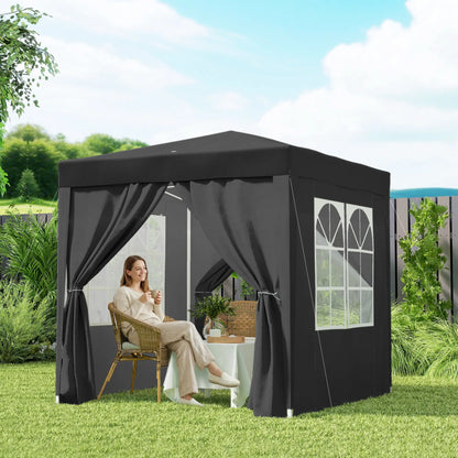 6.6'x6.6' Pop Up Canopy Tent, Instant Sun Shelter, Black Pop Up Canopies at Gallery Canada