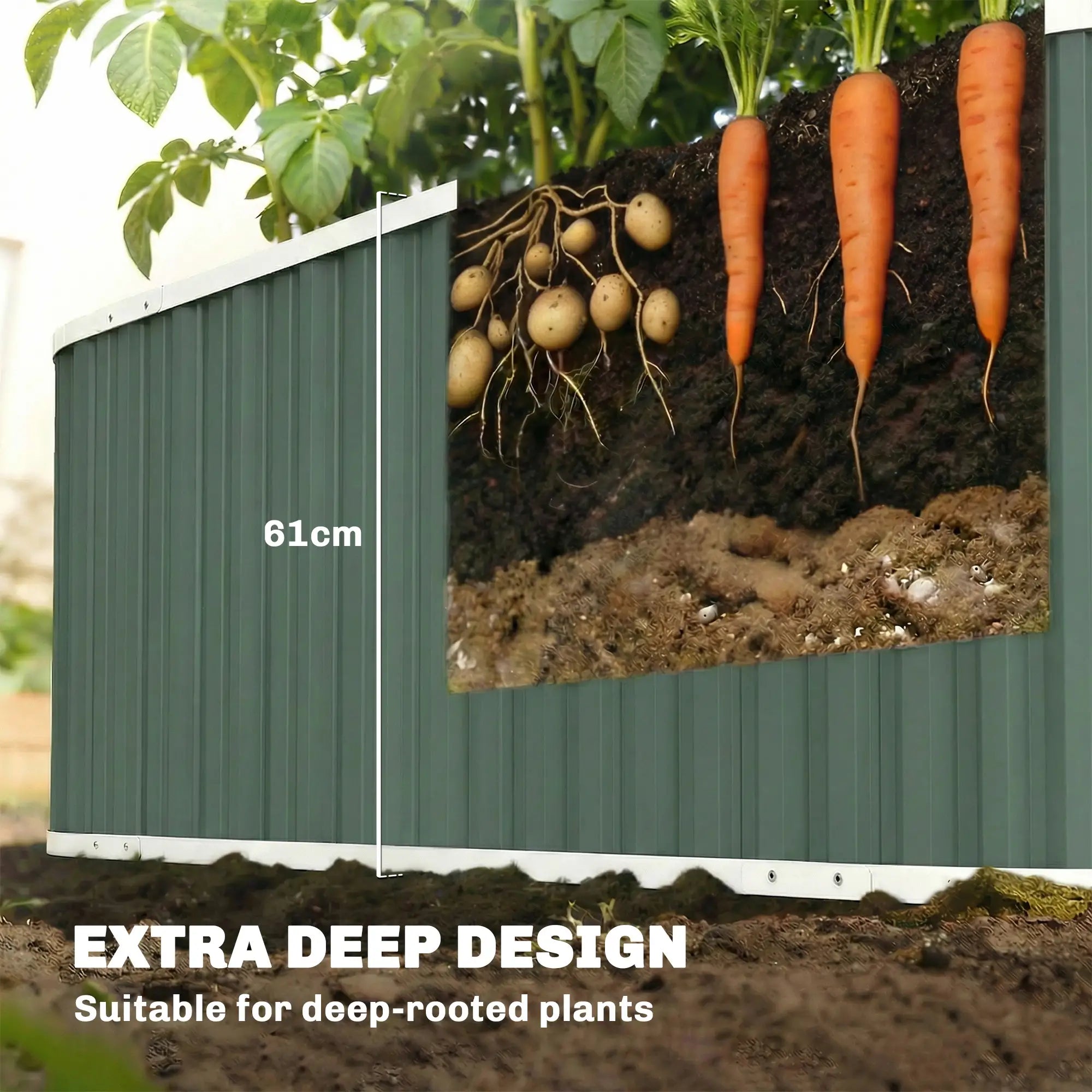 Galvanized Raised Garden Bed, Deep Rot Planter Box, 5' x 2' x 2', Light Green Galvanized Planter Boxes at Gallery Canada
