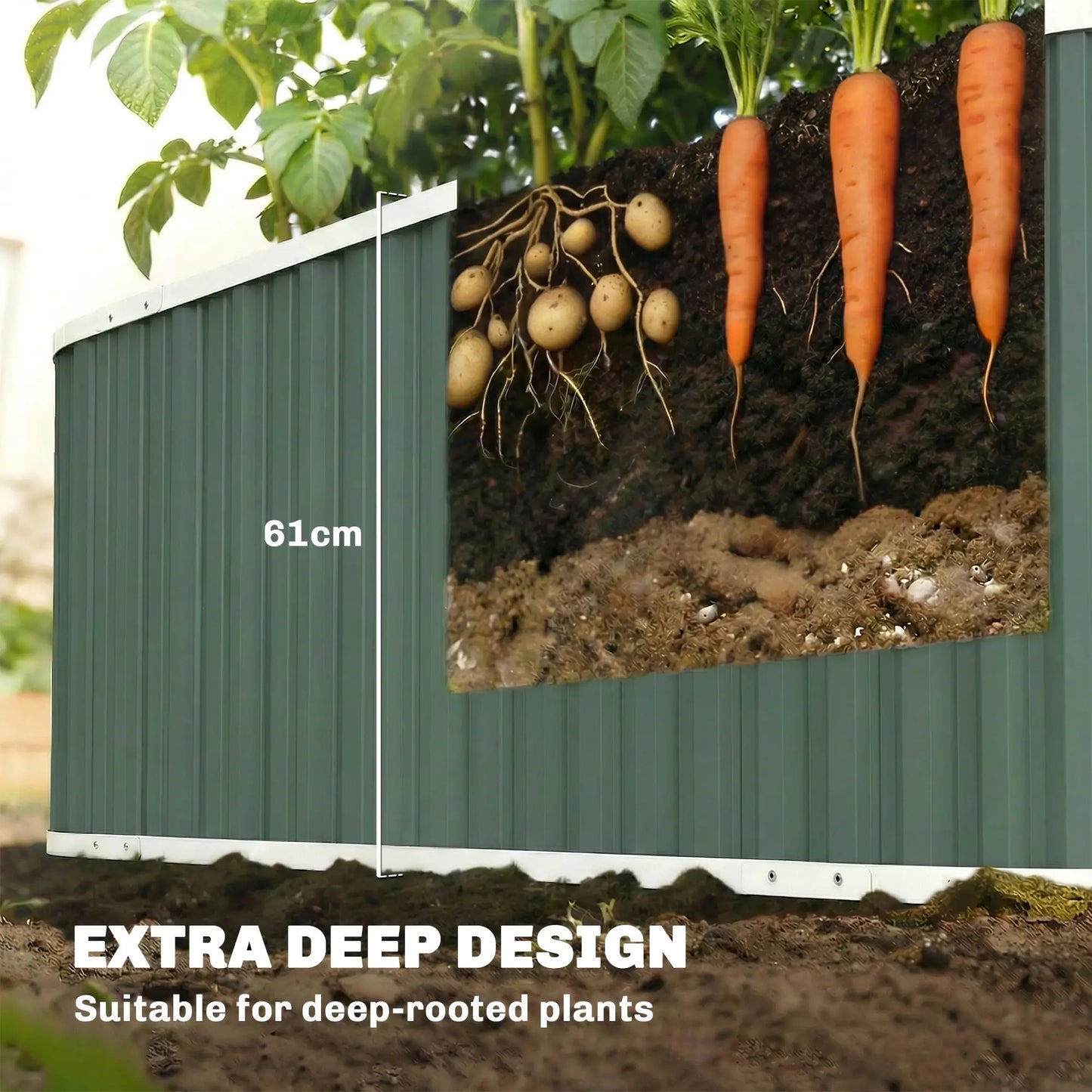 Galvanized Raised Garden Bed, Deep Rot Planter Box, 5' x 2' x 2', Light Green Galvanized Planter Boxes at Gallery Canada