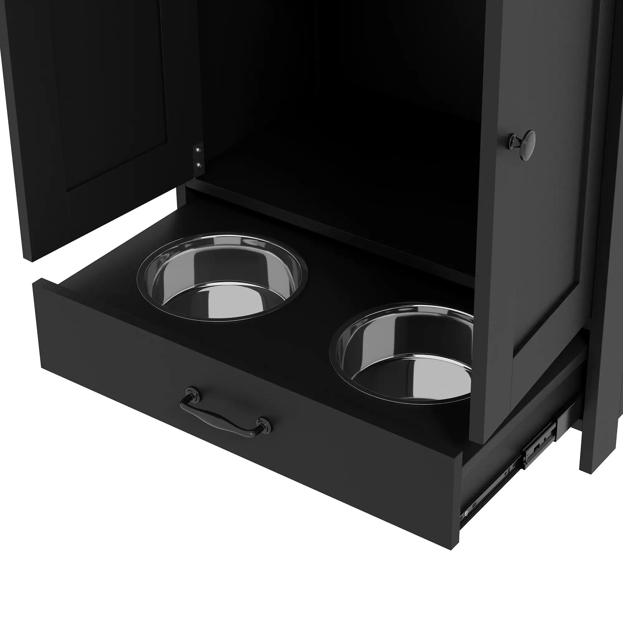 Dog Food Storage Container, Adjustable Panel, Hooks, Medium Size, Black Dog Bowls at Gallery Canada