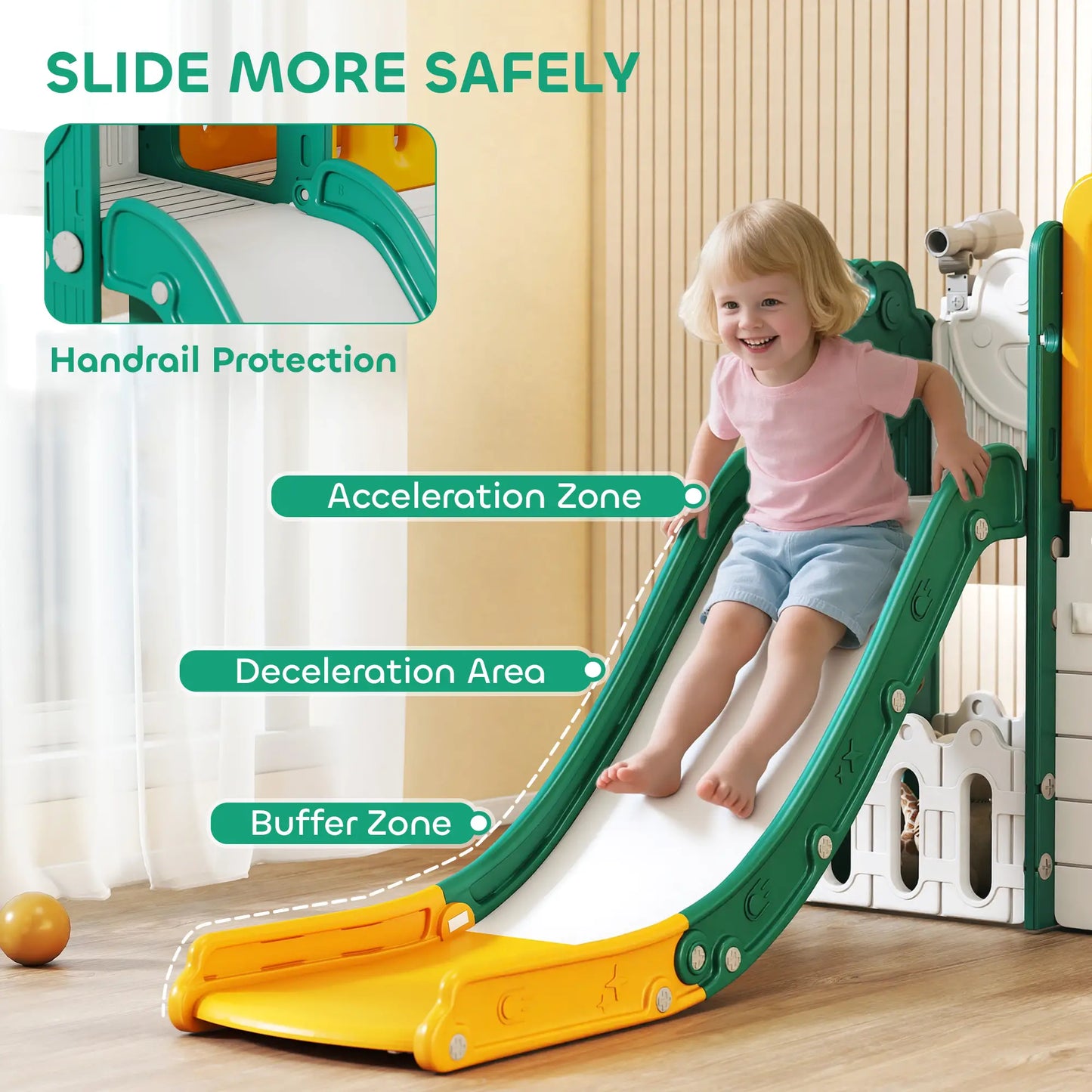 7-in-1 Toddler Slide Climber, Playhouse Basketball Hoop, Yellow Gym Sets & Swings at Gallery Canada