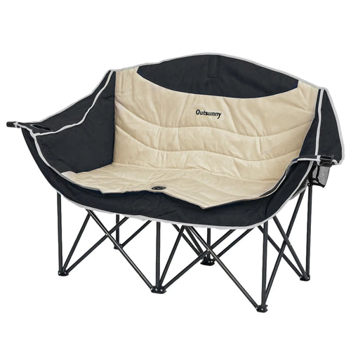 Portable Camp Chair, Double with Cup Holders, Carry Bag, 551 lbs, Khaki