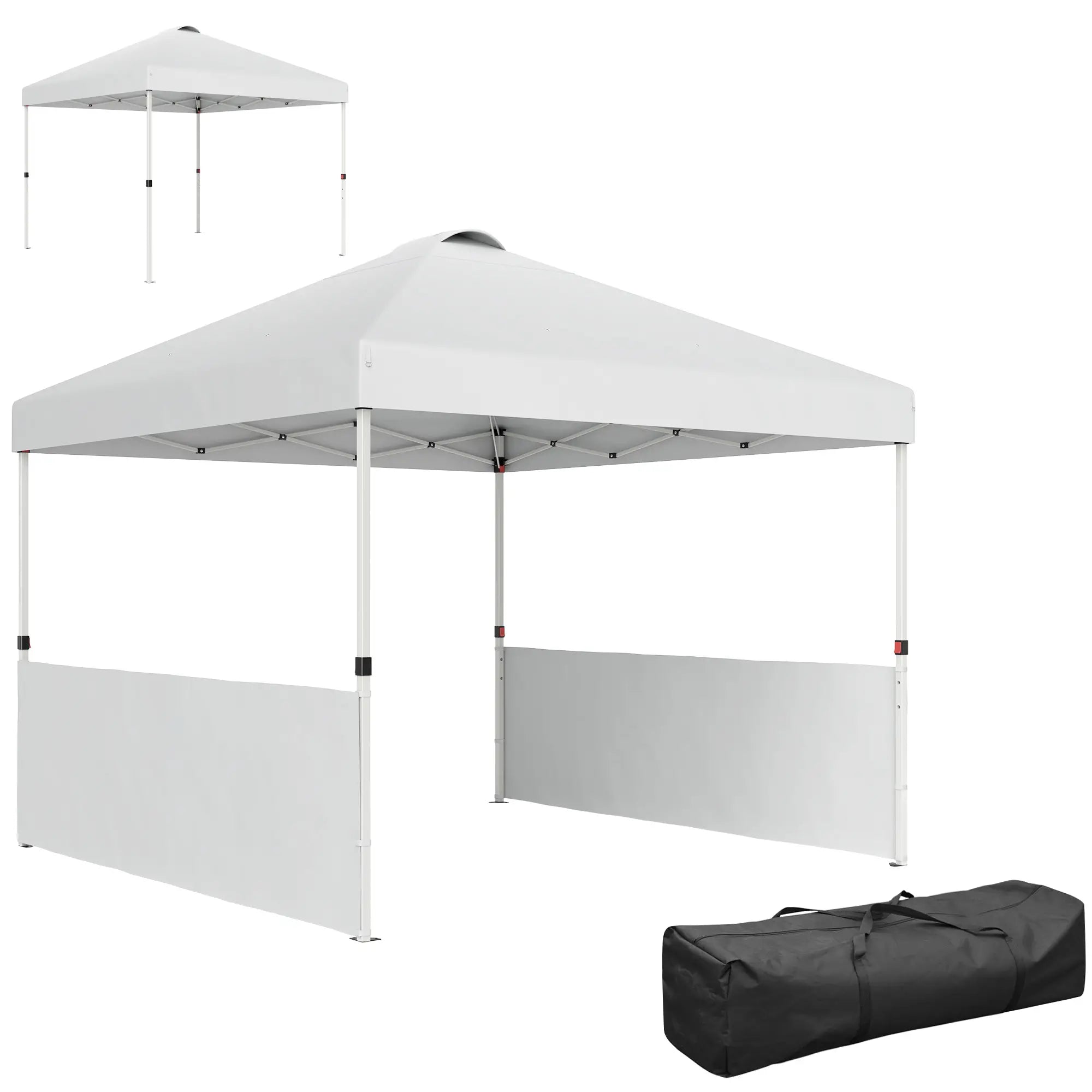 10' x 10' Pop Up Canopy Tent, 2 Half Sidewalls, UV50+, Adjustable, White Pop Up Canopies at Gallery Canada