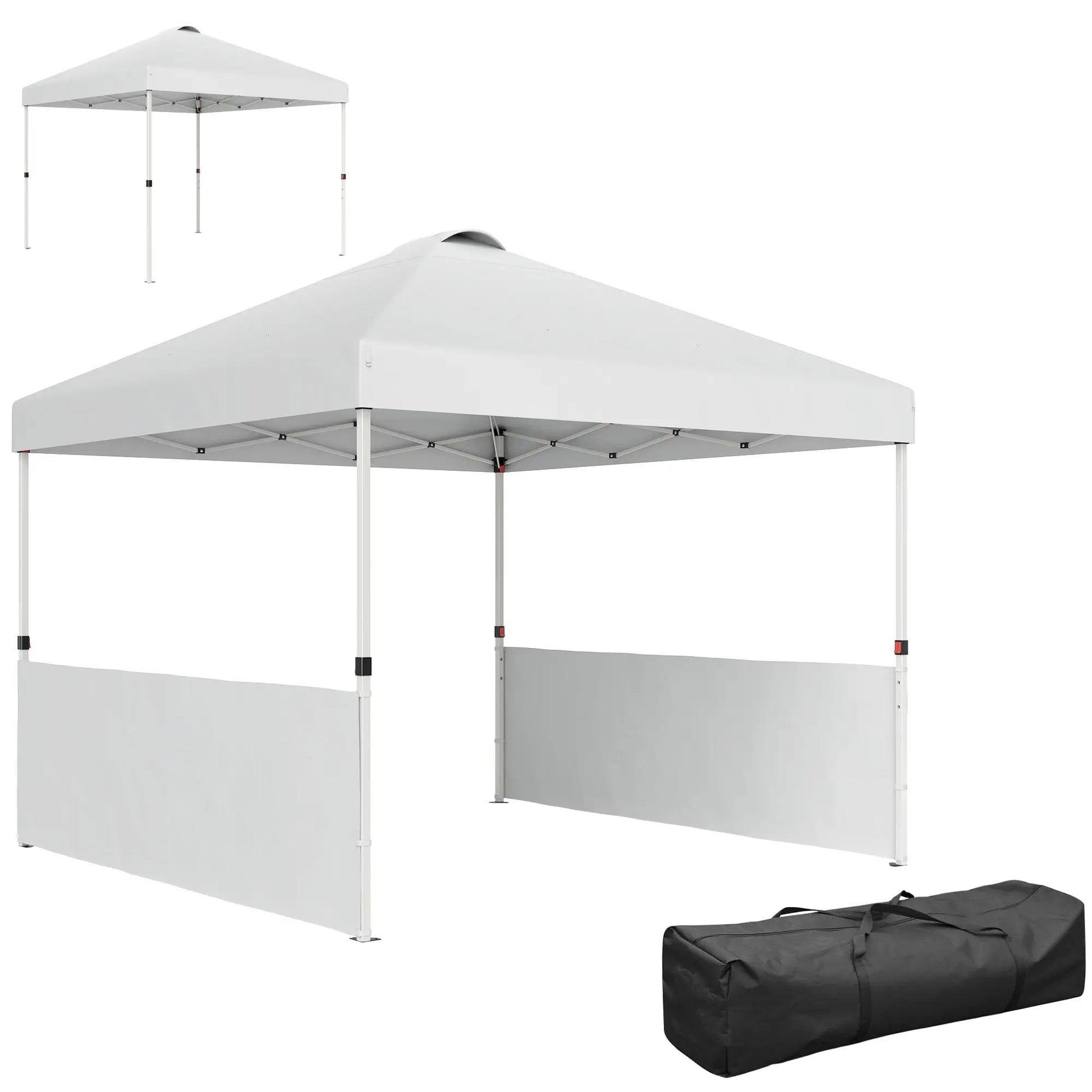 10' x 10' Pop Up Canopy Tent, 2 Half Sidewalls, UV50+, Adjustable, White Pop Up Canopies at Gallery Canada