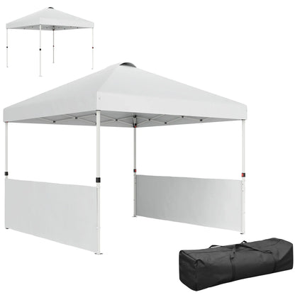 10' x 10' Pop Up Canopy Tent, 2 Half Sidewalls, UV50+, Adjustable, White Pop Up Canopies at Gallery Canada