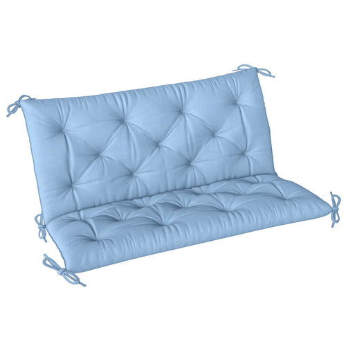 Garden Bench Cushion, 2 Seater with Backrest, Non-Slip Thick Pad, Blue