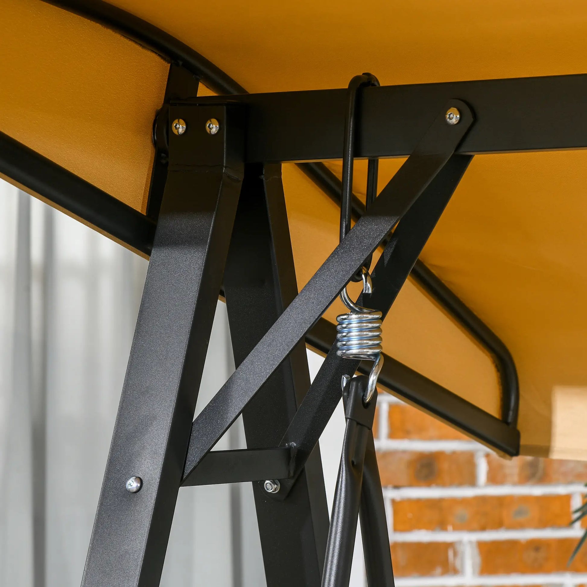 2-Seater Outdoor Porch Swing, Adjustable Canopy, Beige Patio Swings with Stand at Gallery Canada