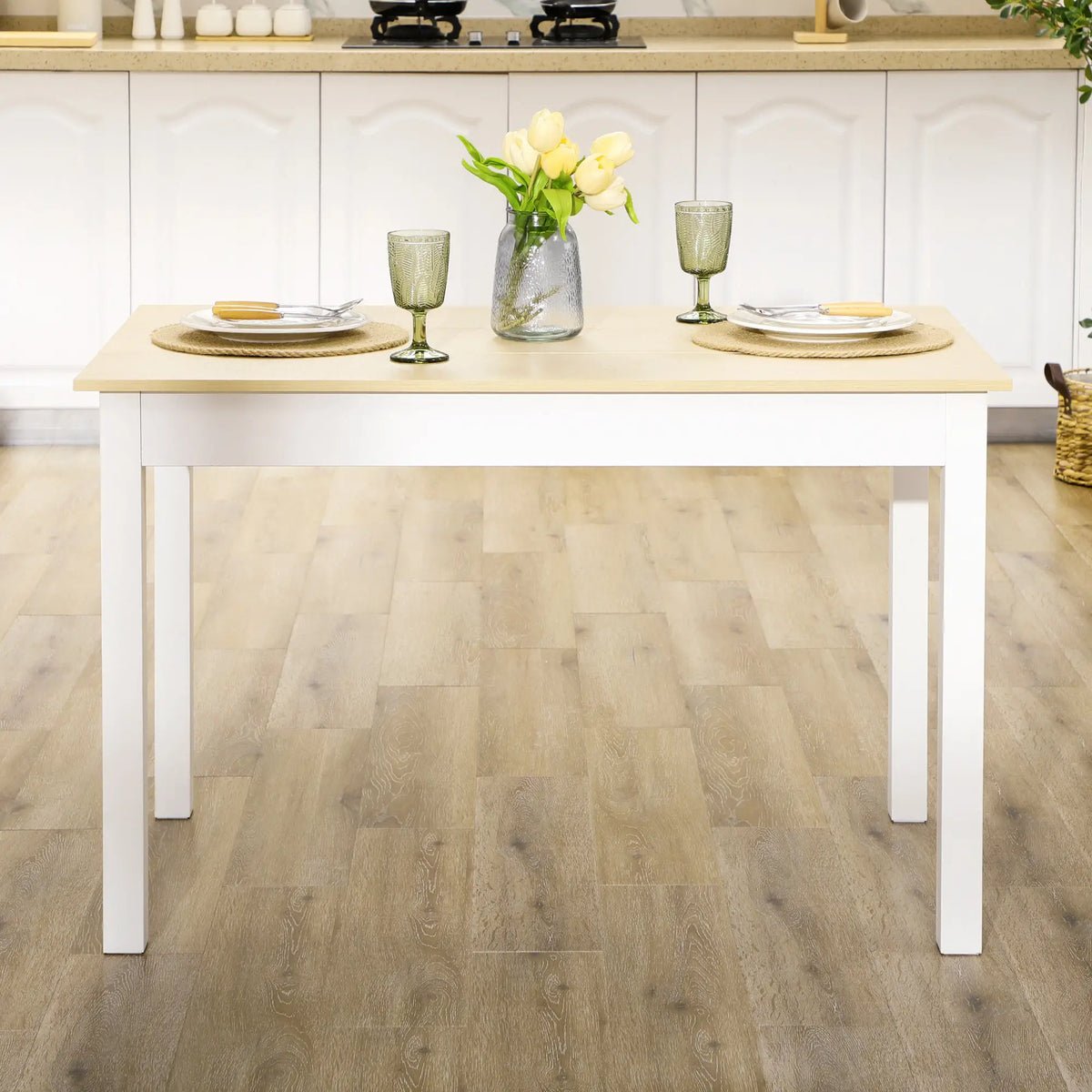 Kitchen Dining Table For 4-6 People, 46.9" W x 27.6" D x 29.5" H, Oak Dining Tables at Gallery Canada