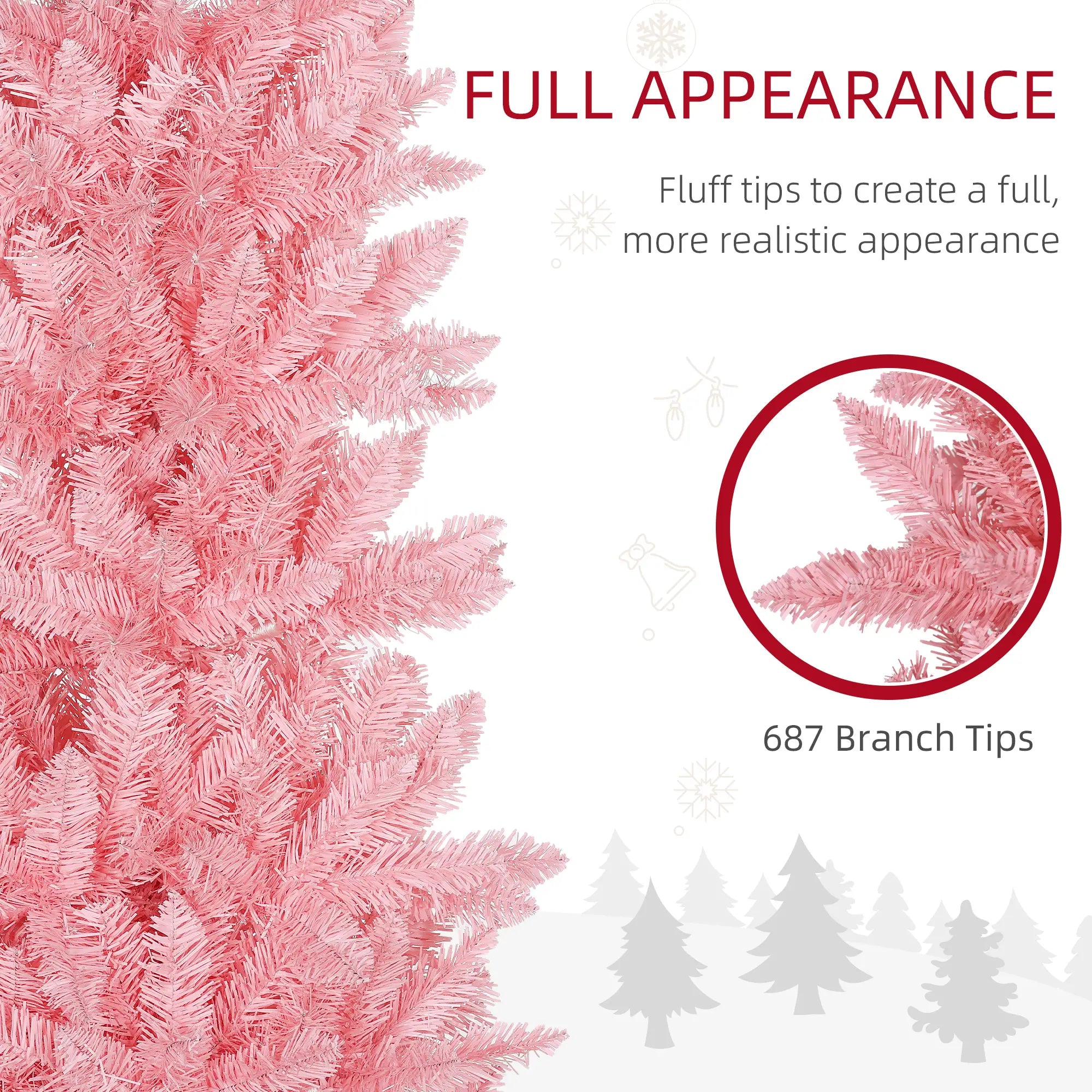 7ft Pencil Artificial Christmas Tree, 687 Branch Tips, Steel Base, Pink Pencil Christmas Trees at Gallery Canada