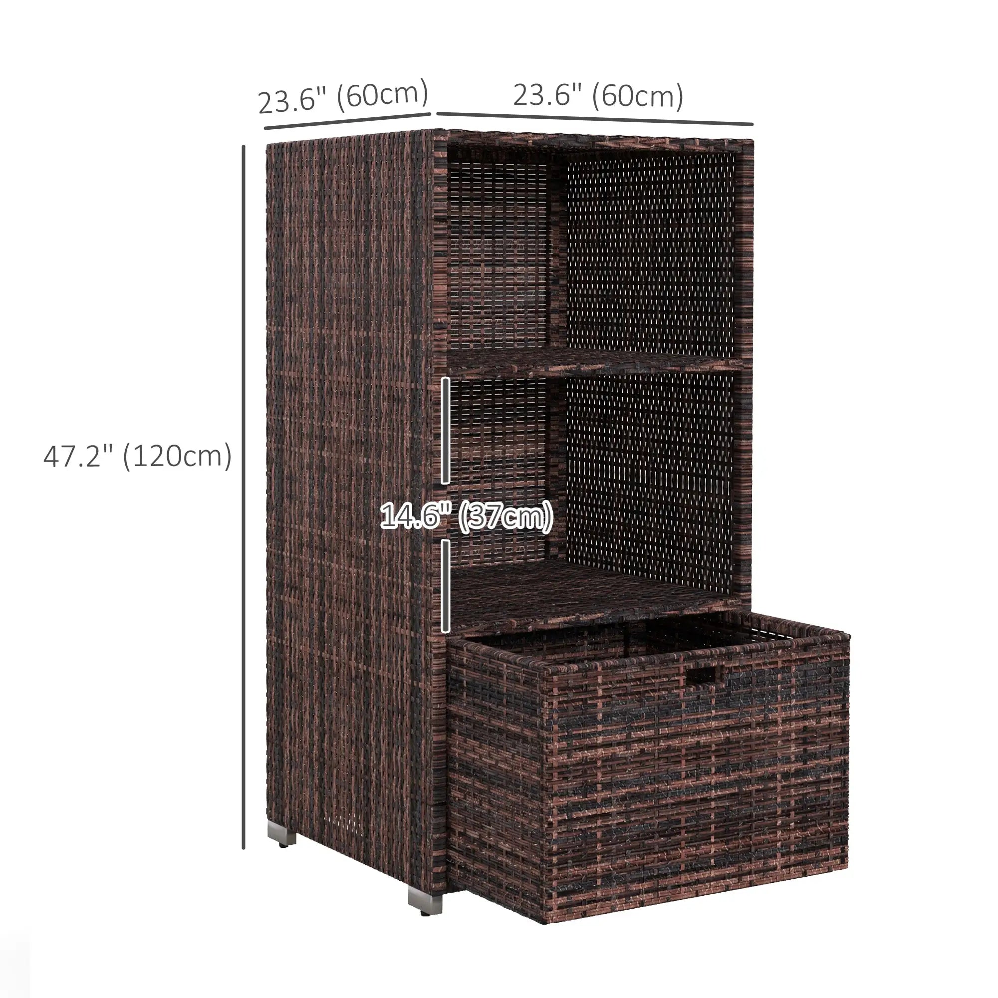 Outdoor Storage Cabinet, Rattan Wicker Pool Towel Organizer, Mixed Brown, Brown Patio Storage Boxes at Gallery Canada
