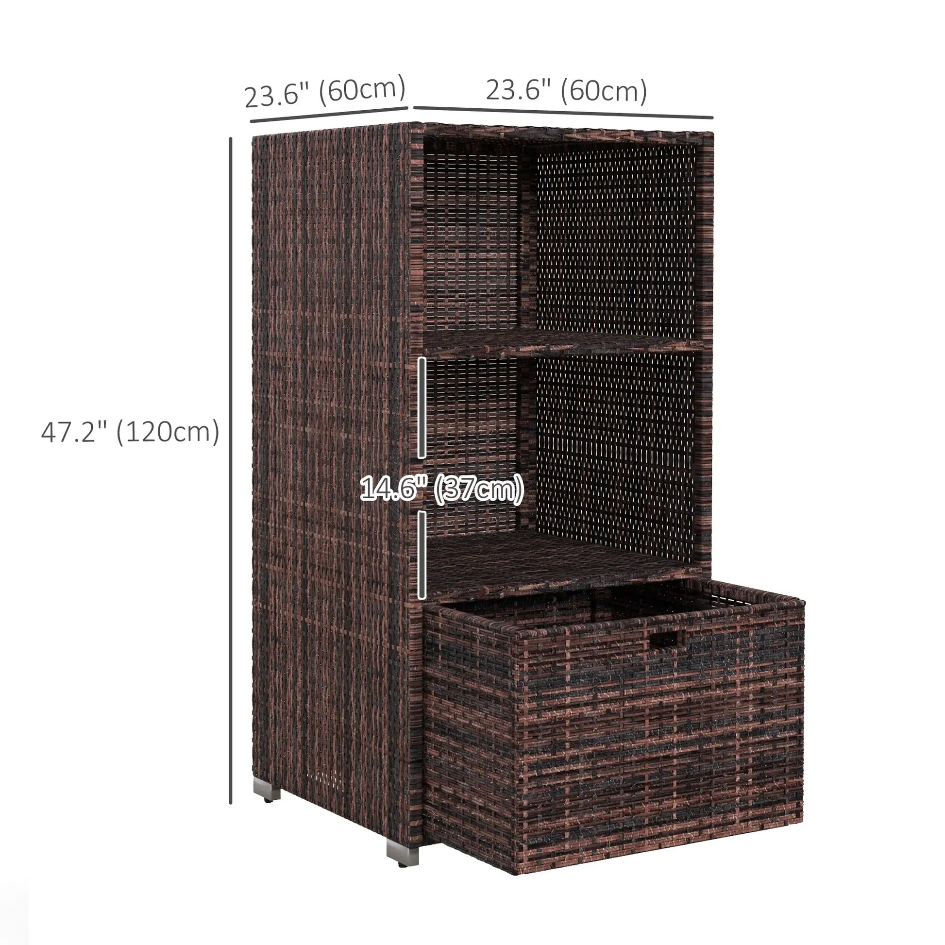 Outdoor Storage Cabinet, Rattan Wicker Pool Towel Organizer, Mixed Brown, Brown Patio Storage Boxes at Gallery Canada