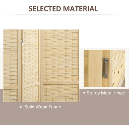 4-Panel Bamboo Room Divider, 5.6 FT, Natural Wood Privacy Screen Room Dividers at Gallery Canada
