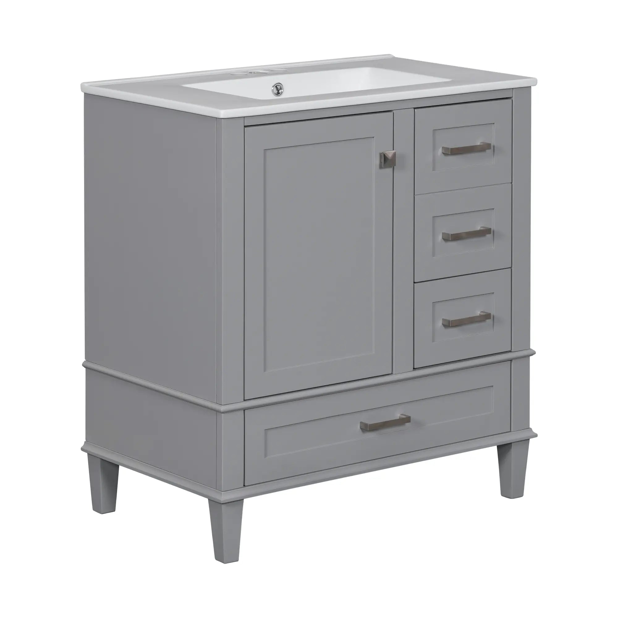 Bathroom Vanity with Sink, Solid Wood, Storage Cabinet, 30