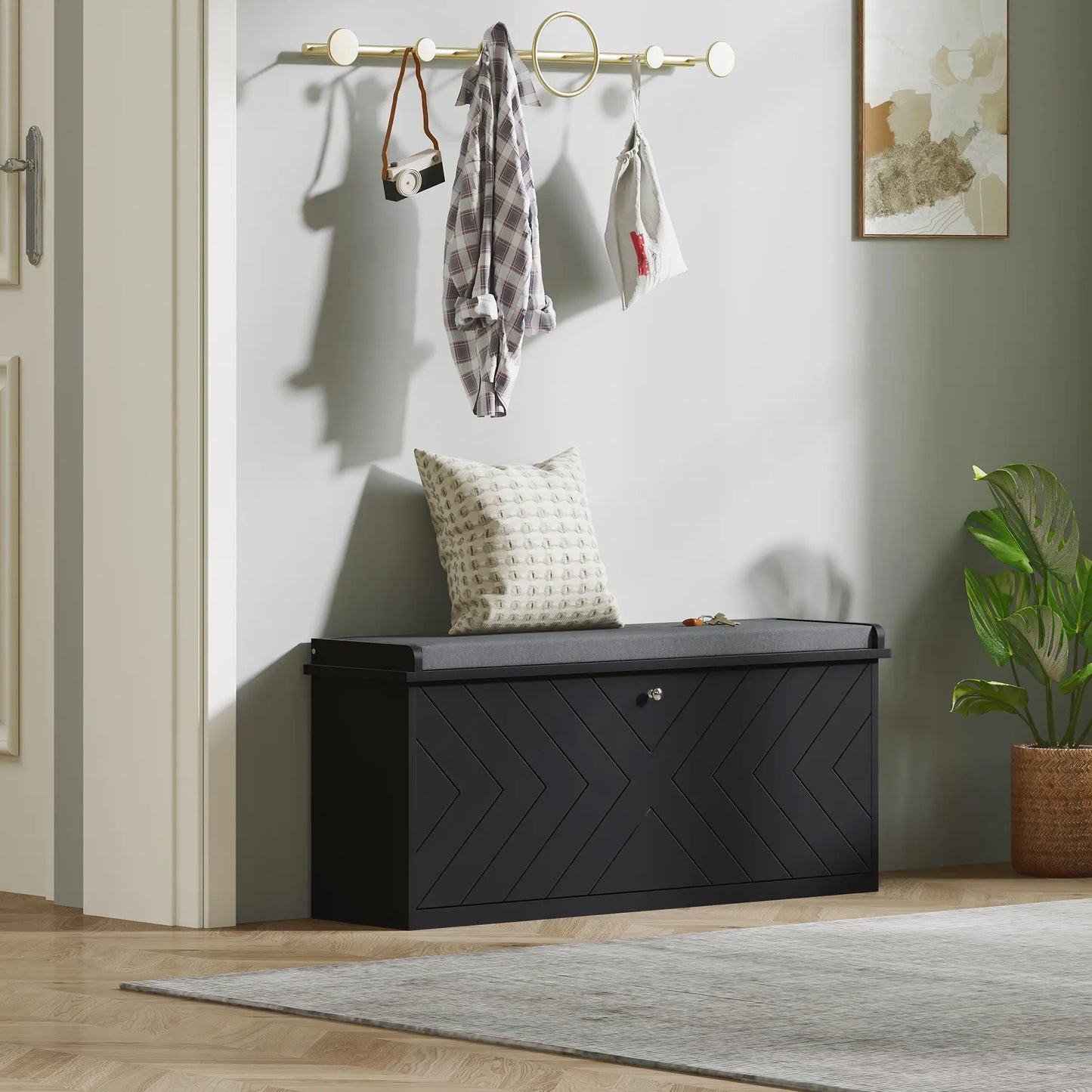 Upholstered Shoe Storage Bench with Flip Drawer, Adjustable Shelf, Fits 10 Pairs Shoe Storage Cabinets & Racks at Gallery Canada