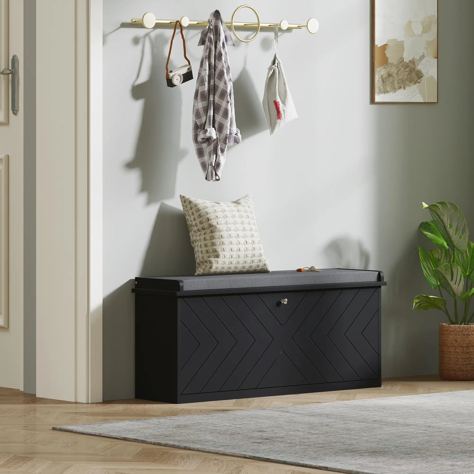 Upholstered Shoe Storage Bench with Flip Drawer, Adjustable Shelf, Fits 10 Pairs Shoe Storage Cabinets & Racks at Gallery Canada