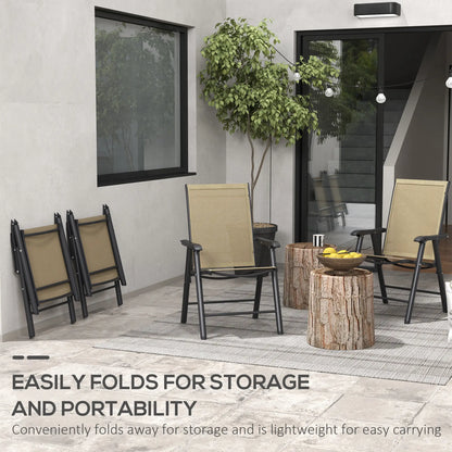 4-Piece Folding Chair Set, Patio Balcony Garden, Comfortable, Brown Patio Chairs at Gallery Canada