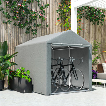 Portable Bicycle Shed, Galvanized Steel Frame, Large Door, Waterproof, Light Grey Sheds at Gallery Canada