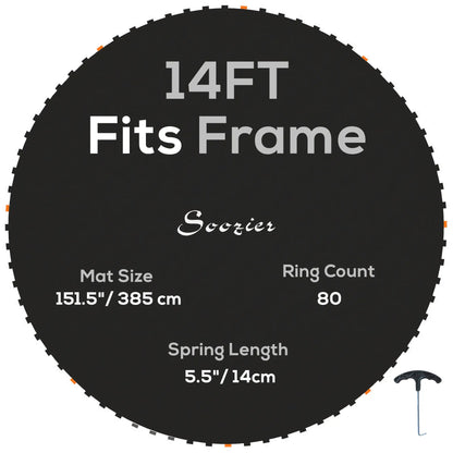 Trampoline Replacement Mat, Fits 14', 80 V-Hooks, 5.5" Springs, Black Trampolines at Gallery Canada
