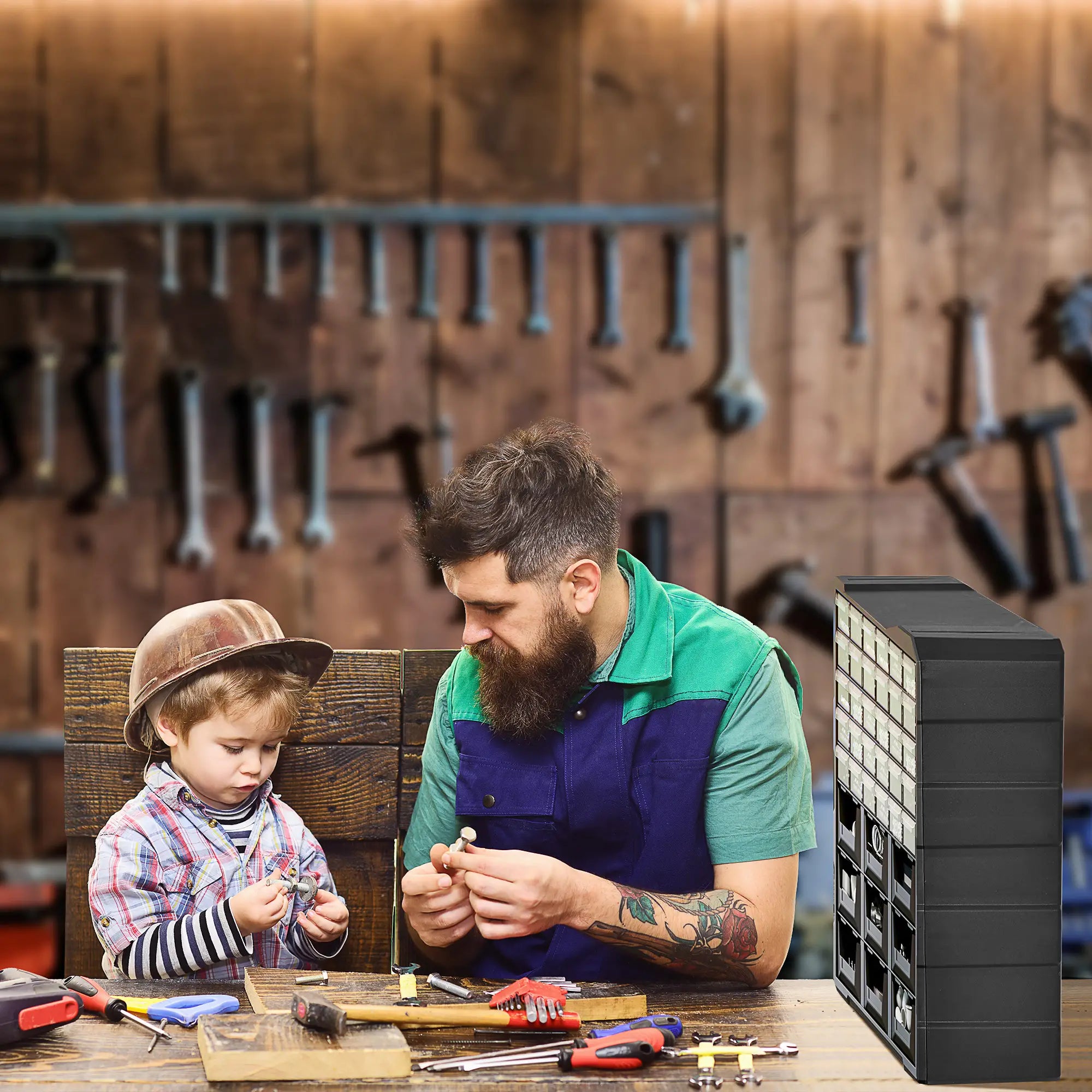 Plastic 39 Drawer Parts Organizer, Wall Mount Storage Cabinet, 2, Black Tool Organizers at Gallery Canada