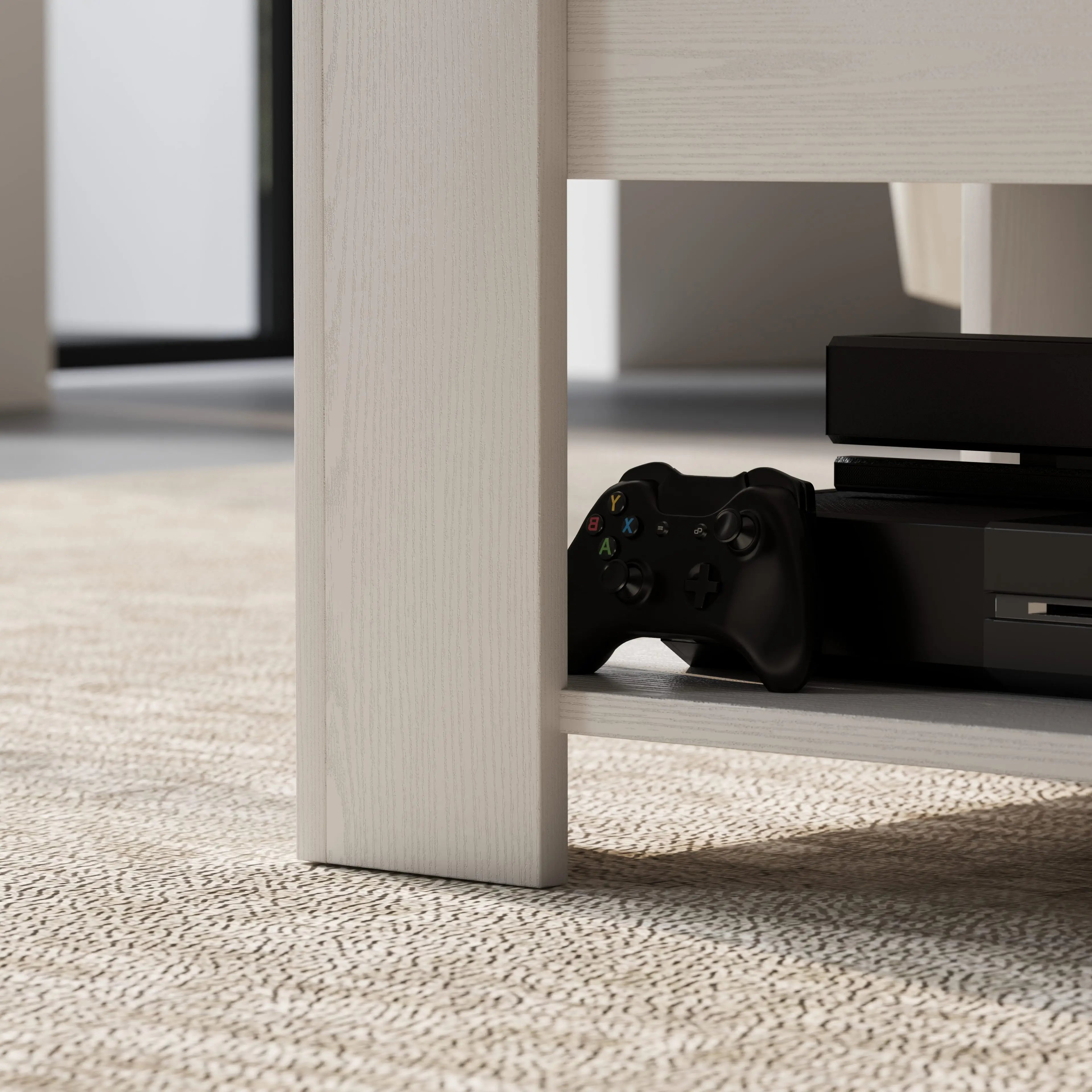 Lift Top Coffee Table, Hidden Storage, Open Shelf, White Coffee Tables at Gallery Canada