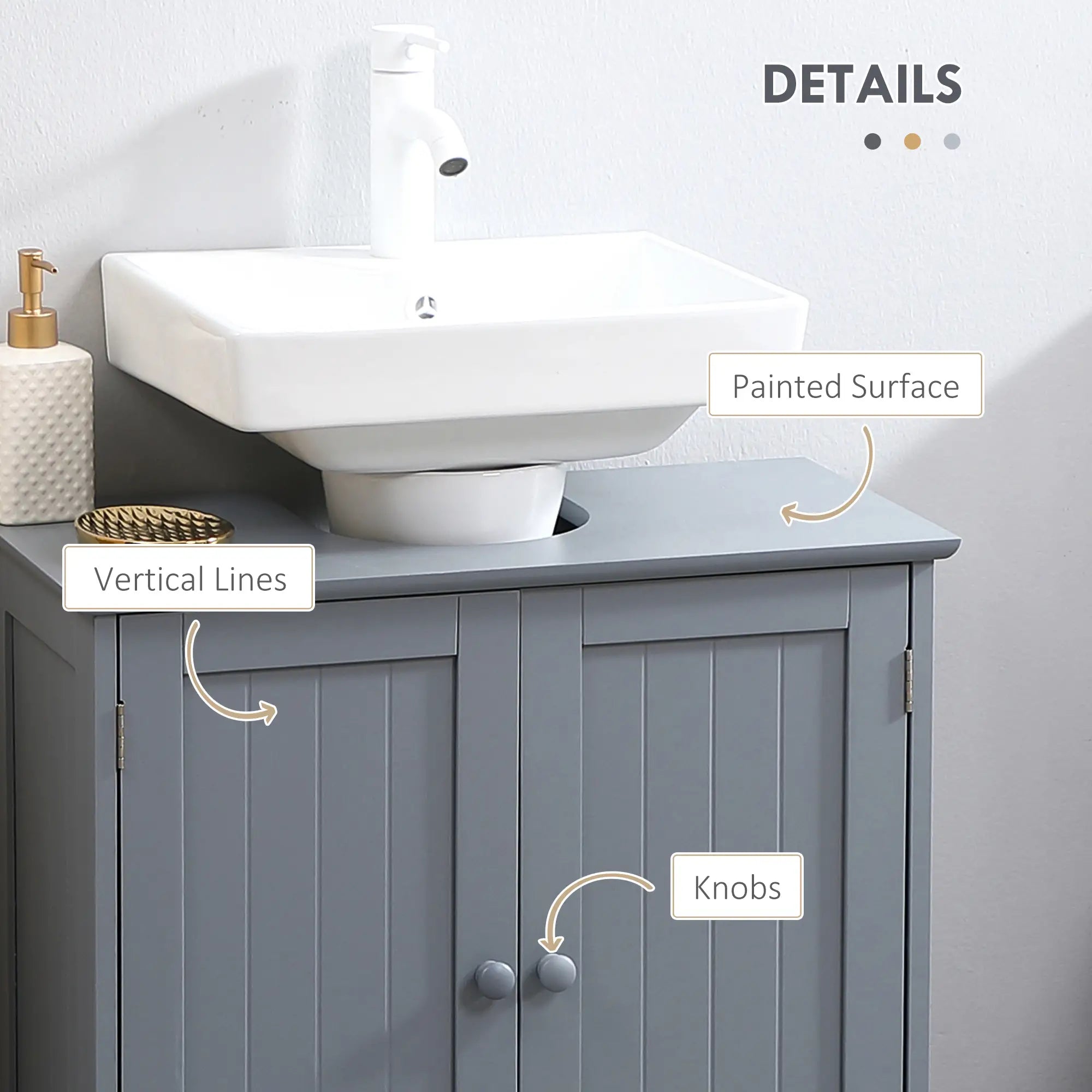 Under Sink Bathroom Cabinet, 2 Doors, Shelf, Grey Bathroom Cabinets at Gallery Canada