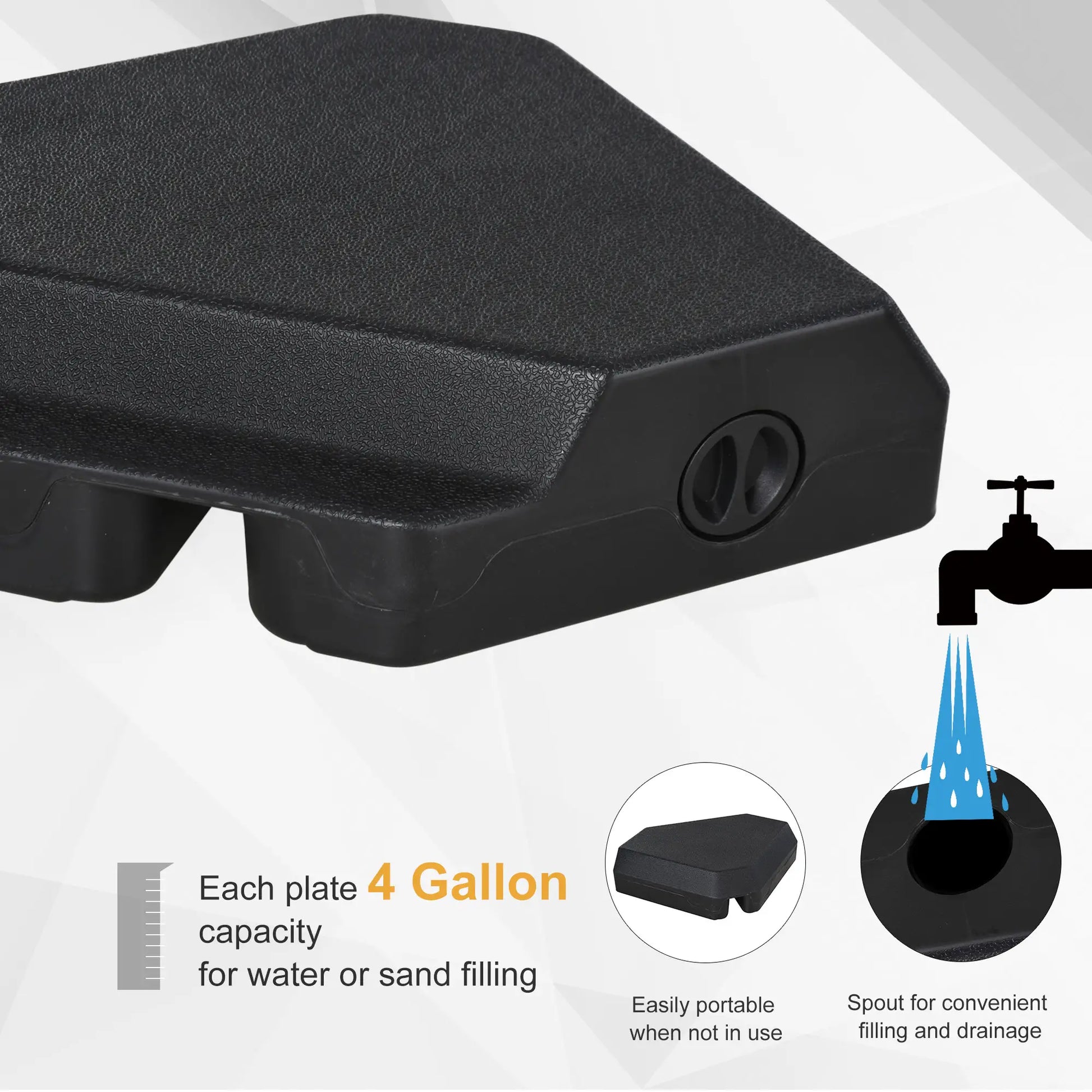 Umbrella Stand, 2" Poles, Steel Base, 4 Fillable Weights, 158lbs Sand or 132lbs Water, Black Umbrella Bases at Gallery Canada