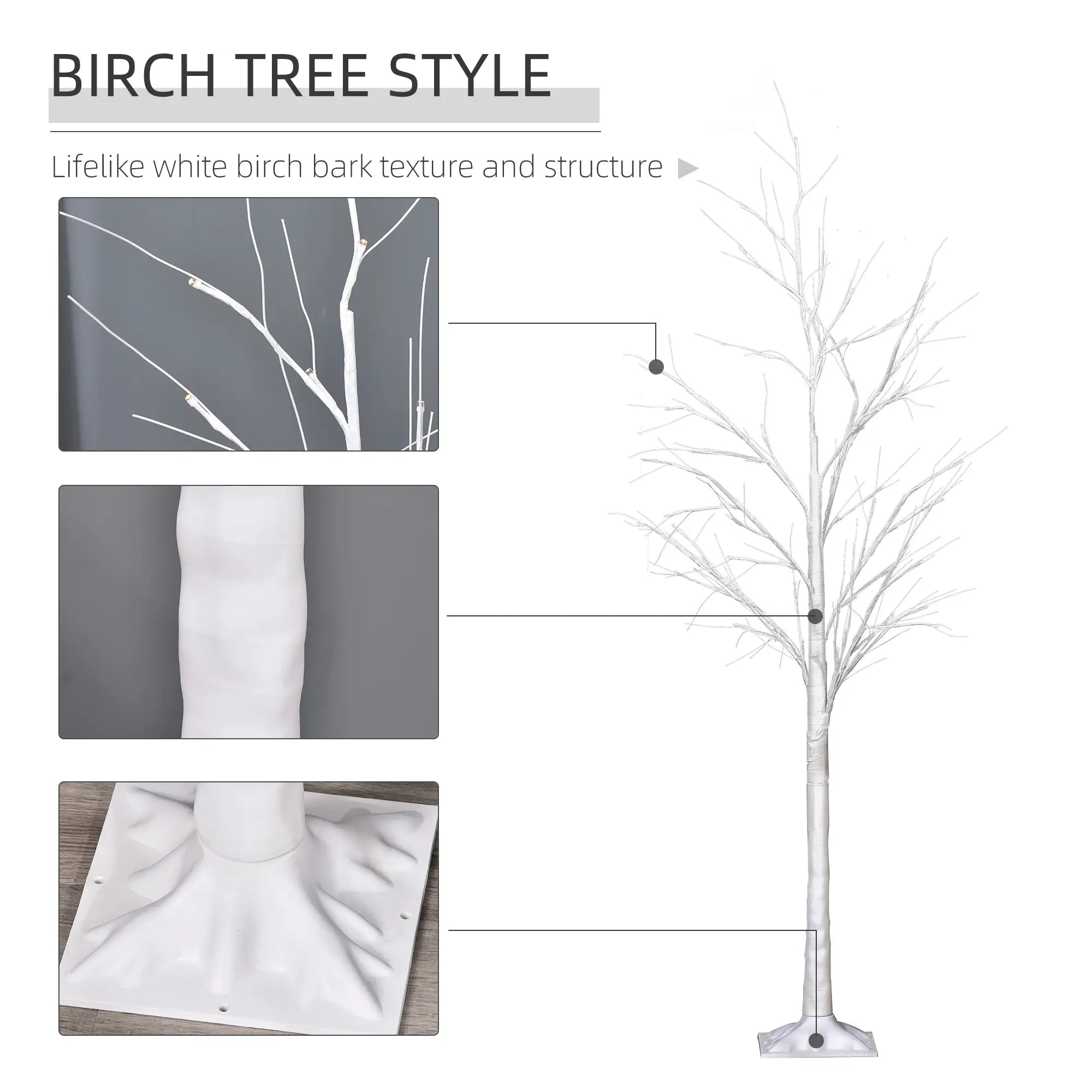 5FT Garden Birch Tree Light, 58 Warm LEDs, 8 Modes, Indoor Outdoor Artificial Tree Light at Gallery Canada