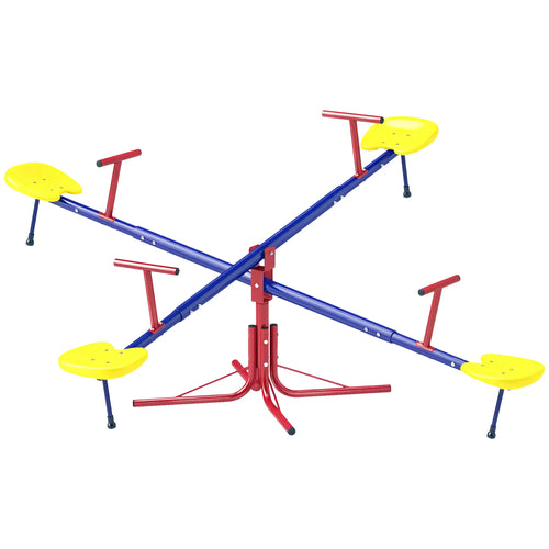 Kids Metal Seesaw, 4 Seats, Playground Equipment for Garden