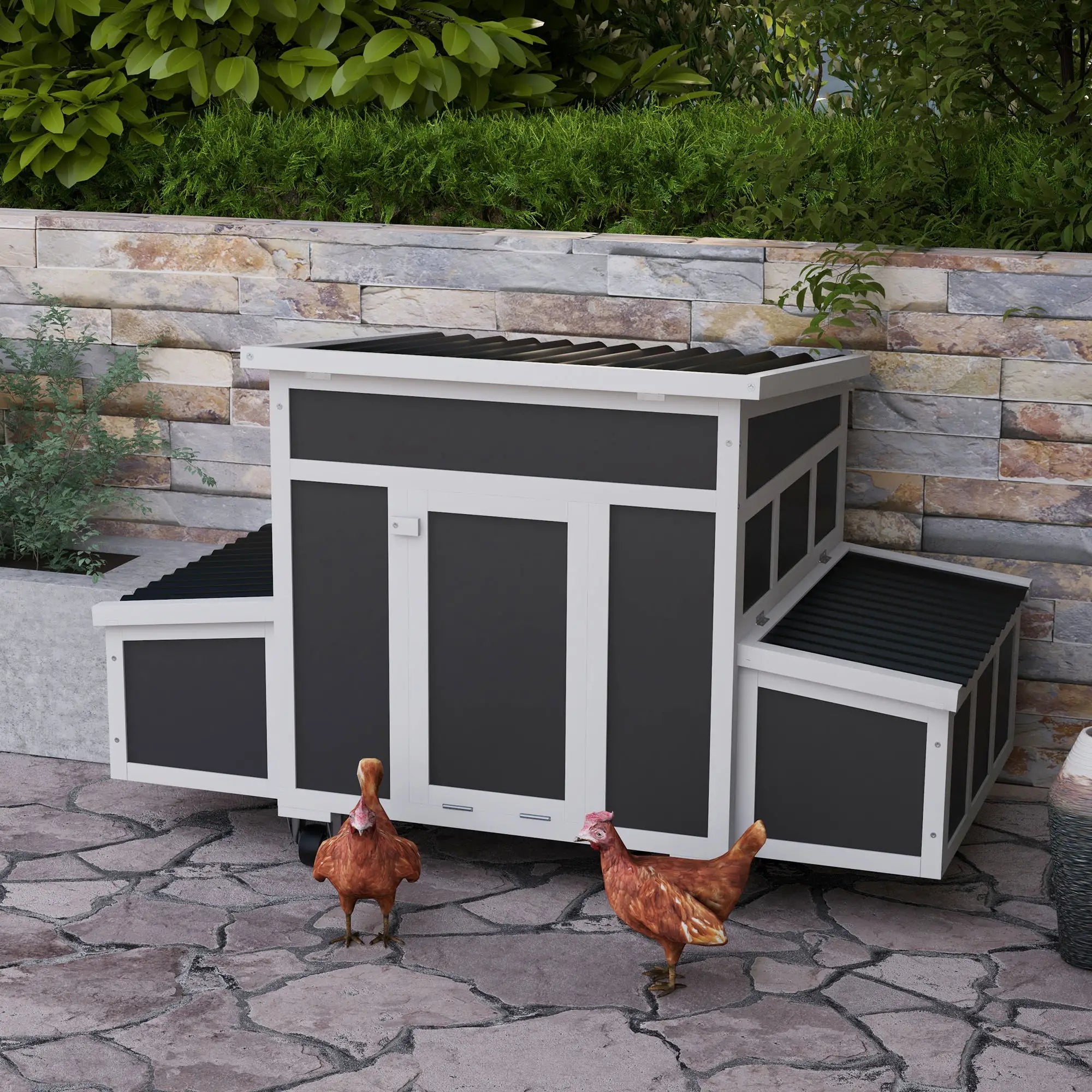 Wooden Chicken Coop With Nesting Box, 6 Chickens, Dark Grey Chicken Coops at Gallery Canada