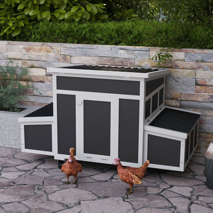 Wooden Chicken Coop With Nesting Box, 6 Chickens, Dark Grey Chicken Coops at Gallery Canada