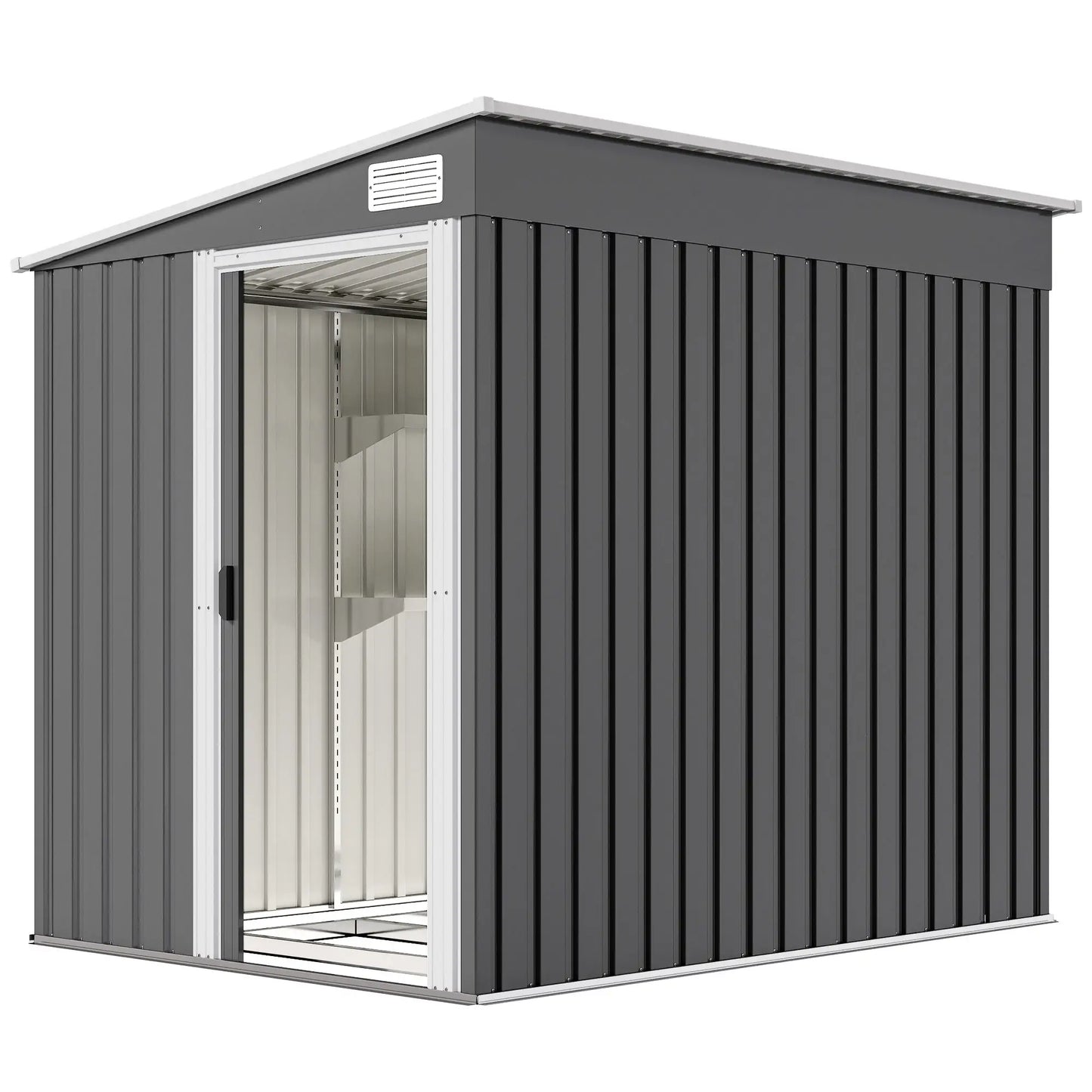 5'x7' Lean To Metal Shed, Sliding Door, 2 Vents, Dark Grey Sheds Dark Grey at Gallery Canada