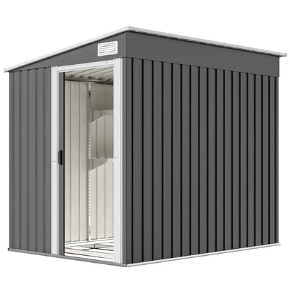 5'x7' Lean To Metal Shed, Sliding Door, 2 Vents, Dark Grey Sheds Dark Grey at Gallery Canada