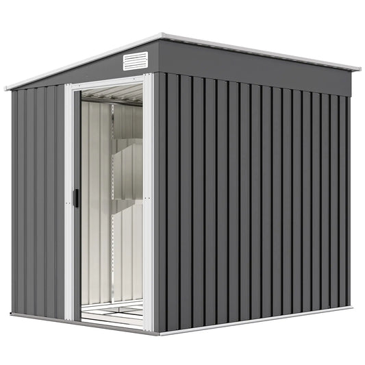 5'x7' Lean To Metal Shed, Sliding Door, 2 Vents, Dark Grey Sheds Dark Grey at Gallery Canada